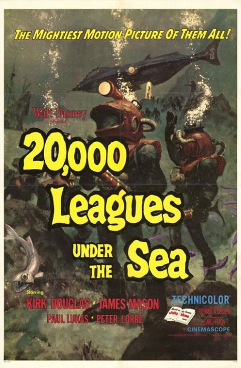 Theatrical poster for 20,000 Leagues Under The Sea