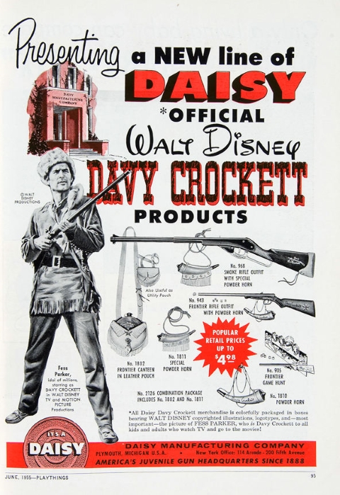 Print Ad for line of Daisy Official Walt Disney Davy Crockett Products