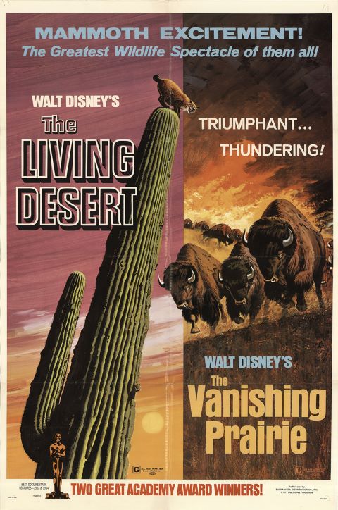 Theatrical re-release poster for a double feature of The Living Desert and The Vanishing Prairie