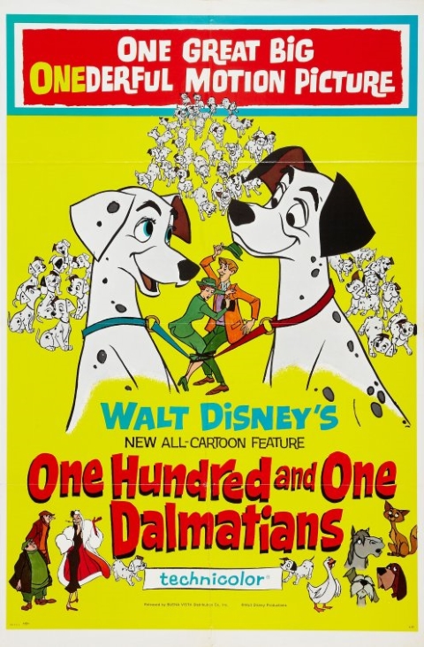 Original theatrical release poster for Walt Disney's One Hundred And One Dalmatians