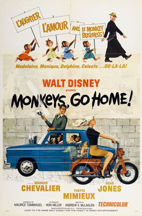 Original theatrical release poster for Walt Disney's Monkeys, Go Home!